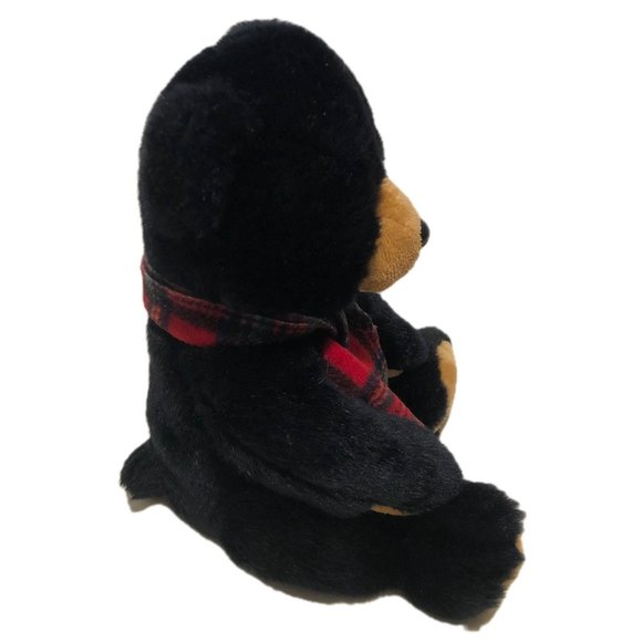 Ty Classic Plush Collection "Woodside" Black Bear Plaid Scarf 9.5"  2007 RETIRED - Picture 7 of 11
